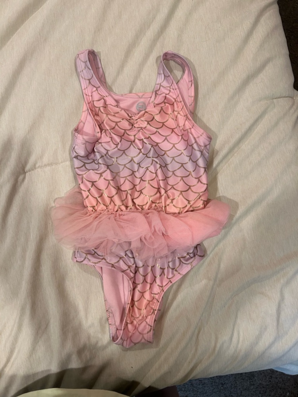 wonder nation Pink Mermaid-Scale Tutu One-Piece Swimsuit